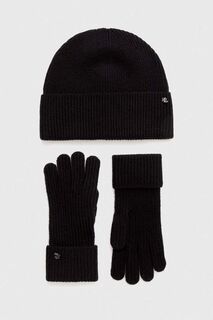 Шерстяная шляпа и перчатки Lauren Ralph Lauren, черный
