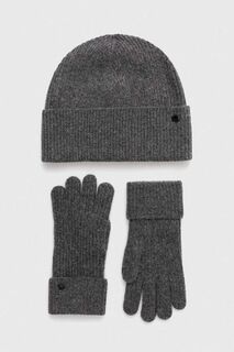 Шерстяная шляпа и перчатки Lauren Ralph Lauren, серый