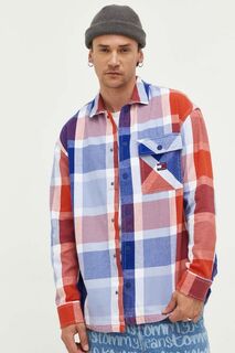 Хлопковая рубашка Tommy Jeans, синий