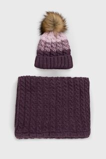 Шапка и шарф Answear Lab, фиолетовый
