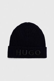 Шерстяная шапка HUGO Hugo, темно-синий