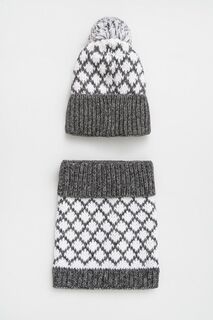 Шапка и шарф из шерсти Answear Lab, серый