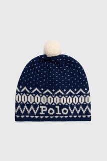 Шерстяная шапка Polo Ralph Lauren, темно-синий