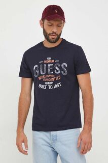 Футболка из хлопка Guess, темно-синий