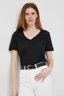 Льняная футболка Calvin Klein, черный