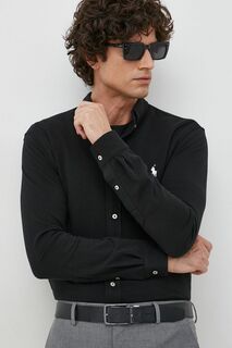 Хлопковая рубашка Polo Ralph Lauren, черный