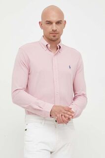 Хлопковая рубашка Polo Ralph Lauren, розовый