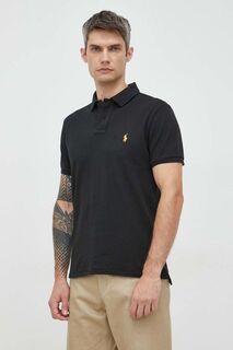 Хлопковое поло Polo Ralph Lauren, черный