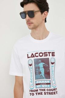 Хлопковая футболка Lacoste, белый