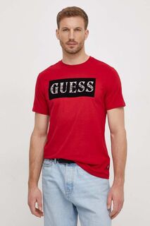 Футболка из хлопка Guess, красный