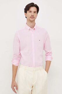 Хлопковая рубашка Tommy Hilfiger, розовый