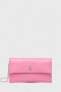 Кожаная сумка-клатч Patrizia Pepe, розовый