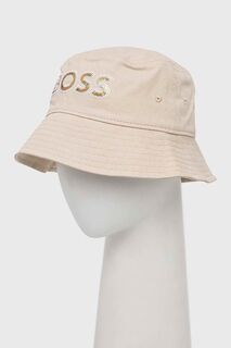Хлопковая шляпа BOSS Boss, бежевый