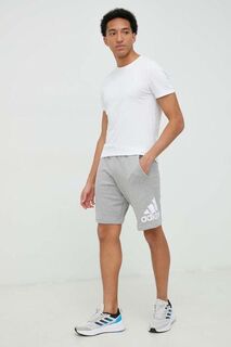 Хлопковые шорты adidas, серый