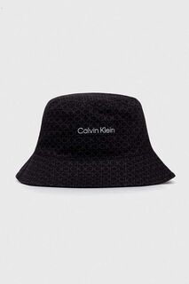 Двусторонняя хлопковая шляпа Calvin Klein, черный
