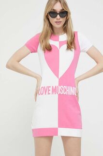 Хлопковое платье Love Moschino, розовый