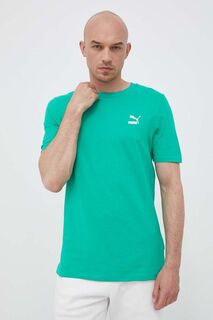 Хлопковая футболка Puma, зеленый