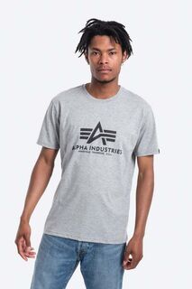 Хлопковая футболка Базовая футболка Alpha Industries, серый