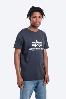 Хлопковая футболка Базовая футболка Alpha Industries, темно-синий