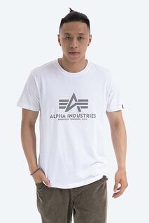 Хлопковая футболка со светоотражающим принтом Alpha Industries, белый
