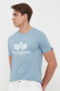 Хлопковая футболка Alpha Industries, синий