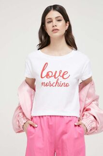 Хлопковая футболка Love Moschino, белый