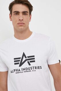 Хлопковая футболка Базовая футболка Alpha Industries, белый