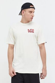 Хлопковая футболка Vans, бежевый