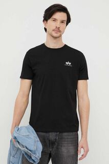 Хлопковая футболка , базовая футболка с маленьким логотипом Alpha Industries, черный