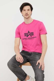 Хлопковая футболка Alpha Industries, розовый