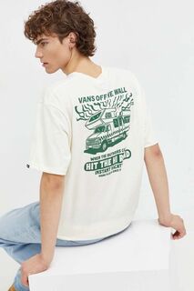 Хлопковая футболка Vans, бежевый