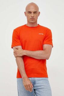 Хлопковая футболка Calvin Klein, оранжевый