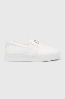 Кожаные кроссовки CUPSOLE FLATFORM SLIP ON W/HW Calvin Klein, белый