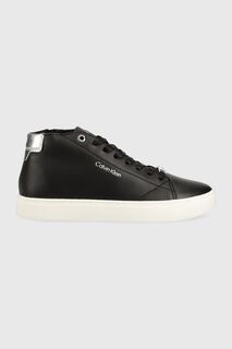 Кожаные кроссовки Cupsole Unlined High Top Calvin Klein, черный