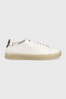 Кожаные кроссовки на шнуровке Cupsole без подкладки Calvin Klein, белый