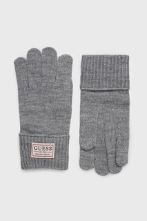 Перчатки из смесовой шерсти Guess, серый