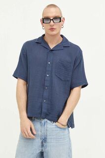 Рубашка из хлопка Abercrombie &amp; Fitch, темно-синий
