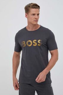 Хлопковая футболка Boss, серый