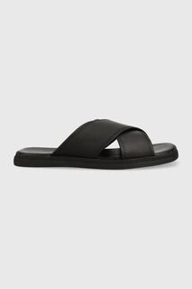 Кожаные тапочки CRISS CROSS SANDAL LTH Calvin Klein, черный