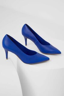 Кожаные туфли на высоком каблуке Answear Lab, синий
