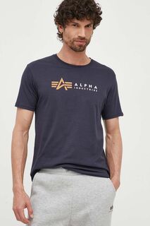 Хлопковая футболка Alpha Label T Alpha Industries, темно-синий