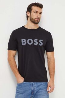 Хлопковая футболка Boss, черный