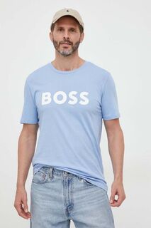 Хлопковая футболка BOSS BOSS ORANGE Boss, синий