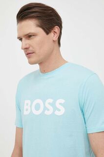 Хлопковая футболка BOSS BOSS ORANGE Boss, синий
