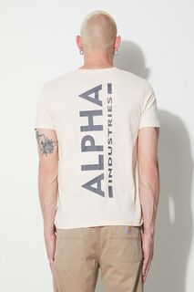 Хлопковая футболка Alpha Industries, бежевый