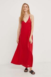 Льняное платье Answear Lab, красный