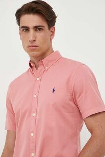 Хлопковая рубашка Polo Ralph Lauren, розовый