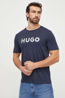 Хлопковая футболка HUGO Hugo, темно-синий