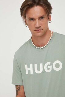 Хлопковая футболка HUGO Hugo, зеленый
