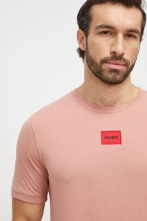 Хлопковая футболка HUGO Hugo, розовый